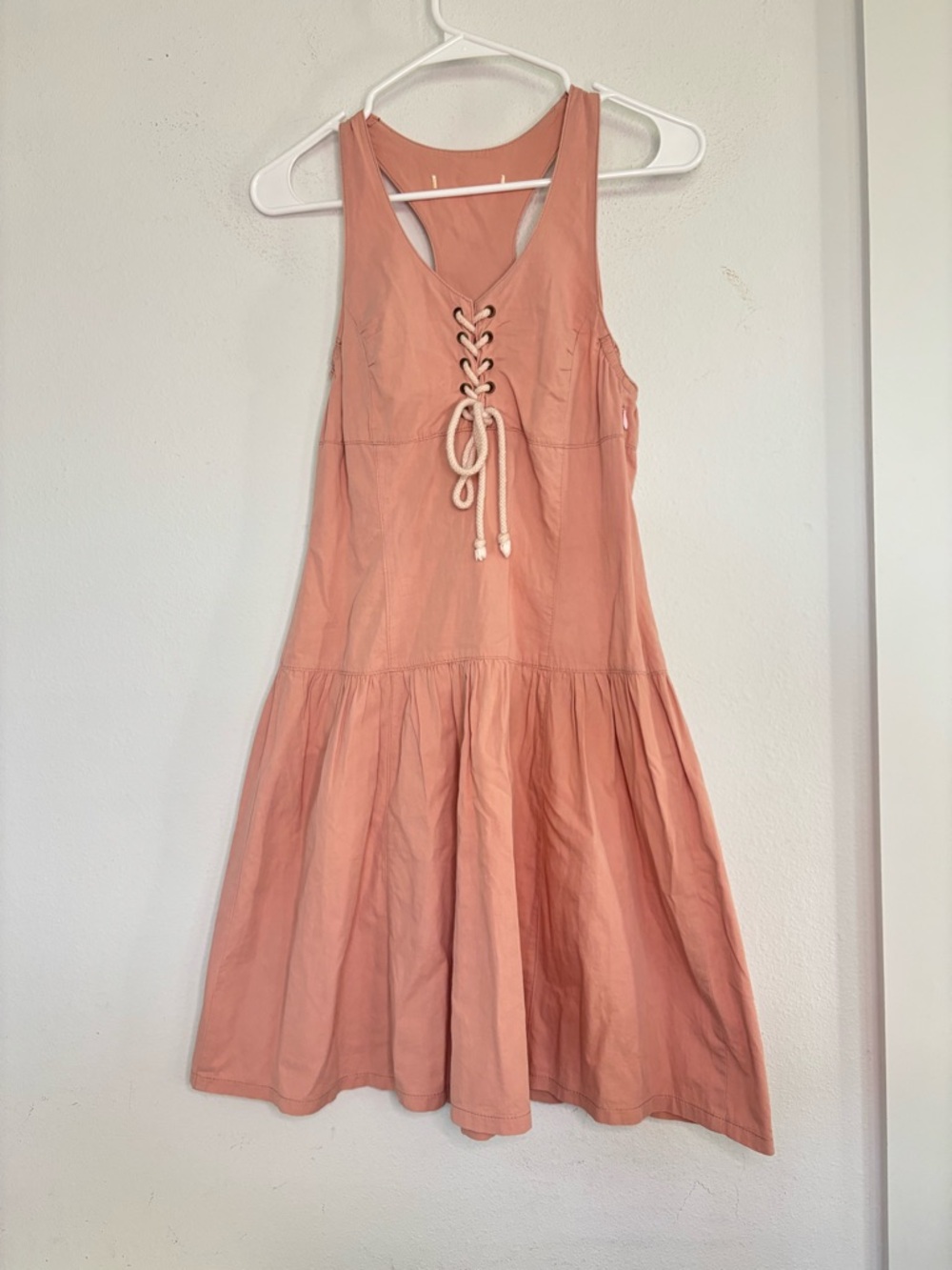 UNBRANDED SALMON PINK ATHLETIC STYLE DROP WAIST MINI DRESS SZ SMALL